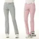 【Lynx Golf】女款彈性舒適幻彩配布設計脇邊出芽繩造型L型口袋窄管長褲(二色)-慈濟共善