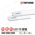 大同TATUNG LED 日光燈管 T8燈管 1尺6W 2尺10W 4尺20W 超省電玻璃燈管 全電壓