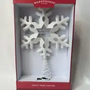 Wondershop Christmas White Glittered Snowflake Star Tree Topper 13.5 inches NEW