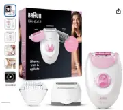 New! Braun Silk Epilator 3, Shave, Trim & Epilate With 2 Attachments + Light