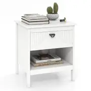 Costway Nightstand Side Cabinet Bedside Table w/Storage Drawer End Table Sofa Table White
