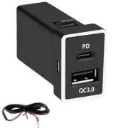 4x Fast Charging Toyota Car USB Port QC3.0 PD Type-C USB Expansion Power Socket