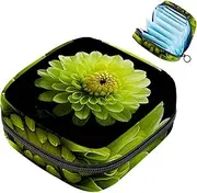 Period Bag,Sanitary Napkin Storage Bag,Black White Green Yellow Flower,Tampon Holder for Purse