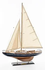 SAILINGSTORY Wooden Sailboat Model Decor Boat Model Ship Sailboat Decor Yacht Model Concordia Antique Finish Navy