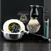 6X Men Shaving & Grooming Set 3 Edge Cartridge Razor & Synthetic Brush Gift Kit