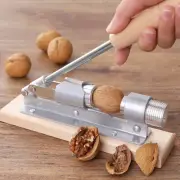 Pecan Nut Cracker Tool for Easy Cracking Heavy Duty Nut Sheller with Wood jedgA