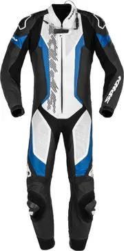 Spidi Laser Pro One Piece Perforated Motorcycle Leather Suit, black-blue, Size 50 for Men Black Blue