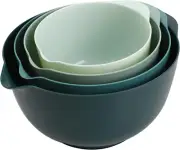 Green Ombre Nesting Plastic Mixing Bowl Set with Pour Spout, Microwave and Dishw