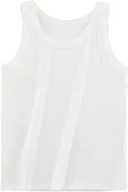 [HahaNice] Kids Boys Girls Ribbed Crop Top Size 4-12 Years, Cream White, 6 Years