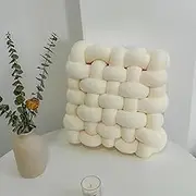 Decorative Throw Knot Pillow for Home Chair Sofa Aesthetic Velvet Knotted Pillow Cushion (White)