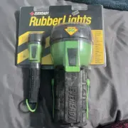 VTG 1998 Eveready Rubberlights Super Tough FlashLights Green Krypton Bulb Prep
