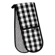Ladelle Double Oven Mitts Eco Gingham Black Set