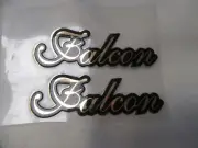 FALCON RAISED DECAL STICKER PAIR (2) BLACK / GOLD 4 3/4 X 1 1/2 INCH MARINE BOAT
