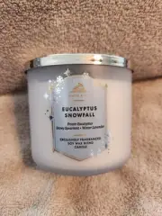 Eucalyptus Snowfall- Bath and Body Works White Barn 3 Wick Candle NEW UNUSED