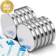 12-Pack Super Strong Neodymium Disc Magnets, Adhesive Rare Earth for Fridge, DIY