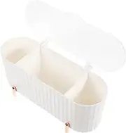 ASAKKURA Makeup Vanity Organizer 4-Slot Storage Box Cotton Swab Holder Desk Organizer White
