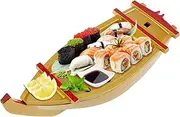 Sushi Serving Plate,Sushi Tray,Sushi Platter,Decorative Sushi Serving Tray,Reusable Plastic Sushi Serving Tray,Decorative Sushi Boat Serving Plate for Home Kitchen Restaurant Buffet Party (Yellow)