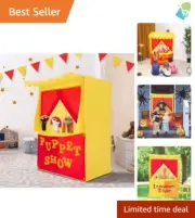 28"x20"x41" Kids Puppet Tent with Reversible Lemonade Stand Sign - Fun Playhouse