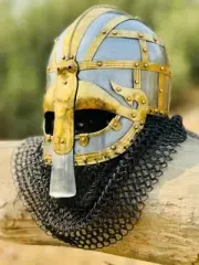 Vandal Medusa Steel and Brass | Chainmail Hand Forged Armor Helmet | Best Gift