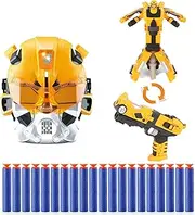 Transform Toys Mask and Foam Blaster 2 in 1 Set for Ages 6 and Up Kids Roleplay Mask Action Figure Shooting Game with 20 Universal Elite Darts for Nerf Guns