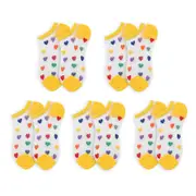 ANYSOX 5 Pairs Yellow Size 5-9 Heart Tull Glass Silk With Transparent Thin Mesh Color Full Nylon Knee Socks ComFortable To Wear For Ladies