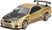 True Scale Miniatures Model Car Compatible with Nissan Skyline GT-R (R34) Top Secret Gold 1/64 Diecast Model Car Mini GT MGT00676-R