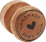 Rayher Wood Mounted Rubber Stamp Featuring The Phrase Handmade with Love, Stamp for Crafting, Card Making and Scrapbooking, Butterer, Round, 3cm, 29022000