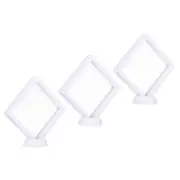 3Pcs 3D Floating Display Case, Coin Display Holder Case(White, 4.3x4.3″)