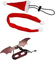 COSMEVIVI Reptile Pet Costumes Lizard Traction Rope Christmas Hat Set 3 Pieces Lizard Decor