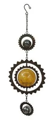 Sun Catcher Wind Spinner Bronze Tone Amber Outdoor Patio Decor