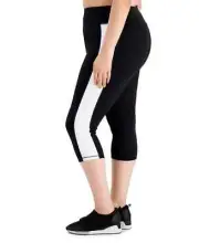 NWT! ID Ideology Women's Sz 3X Plus Size Colorblocked Cropped Leggings White