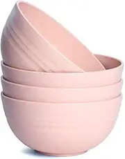 Lightweight Degradable Wheat Bowls Microwave Safe Bowl Sets 4 Pack 6 inch, Dishwasher Safety, Non-Toxin Eco-Friendly Cereal Bowls perfect for Soup,Cereal,Dessert and Salad (Pink)