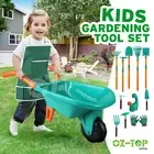 Kids Garden Tool Outdoor Farm Digging Toy Set Watering Can Wheelbarrow Hand Tool