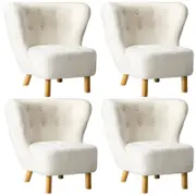 Oikiture 4x Armchair Highback Lounge Accent Chair Couches Sofa Sherpa White