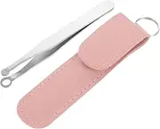 Head Nose Hair Tweezers with Leather Case Portable Nasal Hair Trimming Tool for Easy Grooming Lightweight Design for Convenient Travel and Storage