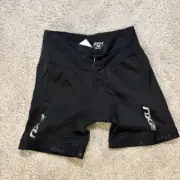 2XU Womens Small Triathlon Tri Shorts Active WT2331b 4.5" Inseam S Padded Blk