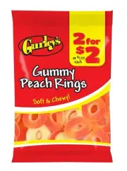 Gurley's Juicy Peach Gummi Rings, Sweet with a Tangy Twist (Pack of 12)