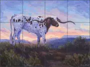 Ceramic Tile Mural Backsplash McDonald Southwest Steer Cattle Art MMA024