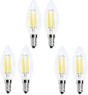 Leona Co 1/6/10 Pack Dimmable Candle Led Light Bulb, 4w Power, E14 Base, 2700k/6000k Cool/Warm White, LED Candelabra Bulb for Decoration (Cool White, 6pcs)