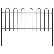 NNEVL Garden Fence with Hoop Top Steel 1.7x1 m Black