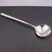 Solid 999 Fine Silver Spoon Fish Pattern Handle Glossy Finish Dinner Spoon 5.11"