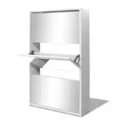 Tier Mirror Shoe Cabinet Storage Shelf Drawers Hallway Cupboard Organizer White