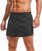 [Amy Coulee] Mens Mesh Athletic Shorts 3" Workout Gym Quick Dry Running Shorts with Drawstring, Black, Medium