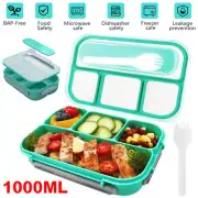 1L Kids Adults Lunch Box Food Container Picnic Bento 4 Compartments Storage Box
