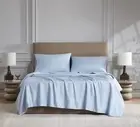 Luxury Cotton 1200 Thread Count Cotton Sateen 4-Piece Sheet Set, Queen, Light...
