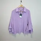 NEW Tuckernuck Norah Bell Sleeve Button Up Top in Crocus Petal Lilac Medium