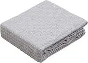 The Home Talk Throw Cotton Bedspread - Traditionally Woven - 50 x 60 Inches Throw Over Blankets - 100% Cotton Bed Blankets For Couch, Chair, Bed - Soft, Cozy & Comfortable - Light Grey