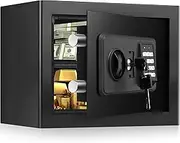 1.2 Cuft Small Home Safe Fire and Waterproof, Anti-theft Fireproof Safe Box with Digital Keypad, Spare Keys and Removable Shelf, Personal Safes for Home Money Medicine Valuables