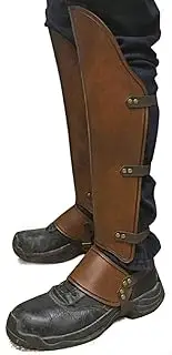 [StarDY] Faux Leather Boot Covers Steampunk Spats Greaves Gaiters Legguards Boot Tops The Crusaders Knight Accessoires, Brown, One size
