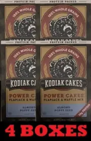 4x Kodiak Protein Cakes ALMOND POPPY SEED Flapjack & Waffle Mix 18oz - 4 BOXES